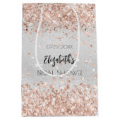 Sac Cadeau Moyen Mariage argent rose gold nom (Devant)