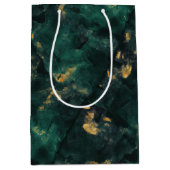 Sac Cadeau Moyen Mariage au marbre vert émeraude (Devant)