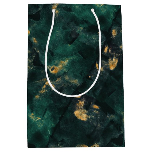 Sac Cadeau Moyen Mariage au marbre vert émeraude (Devant)