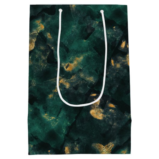 Sac Cadeau Moyen Mariage au marbre vert émeraude (Dos)