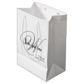 Sac Cadeau Moyen Mariage Bridesmaid Cadeau Monogramme Chic Moderne (Devant Angle)