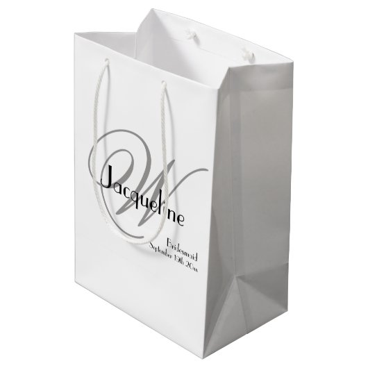 Sac Cadeau Moyen Mariage Bridesmaid Cadeau Monogramme Chic Moderne (Dos Angle)