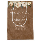 Sac Cadeau Moyen Mariage Brown beige floral (Devant)