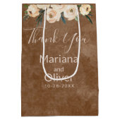 Sac Cadeau Moyen Mariage Brown beige floral (Dos)