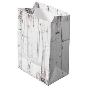 Sac Cadeau Moyen Mariage Campagnard Rustique en Bois Blanc Shabby C