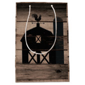 Sac Cadeau Moyen Mariage campagnard rustique Patiné en bois noir (Devant)