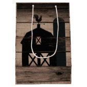 Sac Cadeau Moyen Mariage campagnard rustique Patiné en bois noir (Dos)