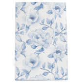 Sac Cadeau Moyen Mariage Chic Fleurs Blanches et Bleues (Devant)