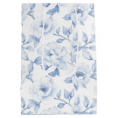 Sac Cadeau Moyen Mariage Chic Fleurs Blanches et Bleues (Dos)