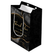 Sac Cadeau Moyen Mariage d'agate de Parties scintillant Black et Go (Devant Angle)