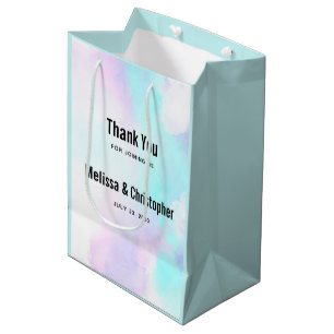 Sac Cadeau Moyen Mariage d'aquarelle bleu et violet Abstrait modern