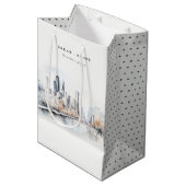 Sac Cadeau Moyen Mariage d'aquarelle de Chicago, Illinois City Scap (Devant Angle)