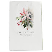 Sac Cadeau Moyen Mariage d'aquarelle de la feuille de fruits de Poi (Devant)