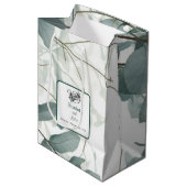 Sac Cadeau Moyen Mariage d'aquarelle moderne sauge vert eucalyptus (Devant Angle)
