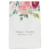 Sac Cadeau Moyen Mariage d'aquarelle Rose rose-bleu (Devant)