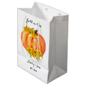 Sac Cadeau Moyen Mariage d'automne Fleur de citrouille orange (Devant Angle)