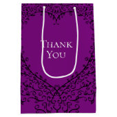 Sac Cadeau Moyen Mariage de coeur pourpre et noir (Dos)