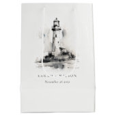 Sac Cadeau Moyen Mariage de croquis noir et blanc (Dos)