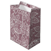 Sac Cadeau Moyen Mariage de dentelle intemporel Mauve et blanc (Devant Angle)