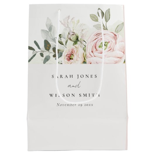 Sac Cadeau Moyen Mariage de feuillage Eucalyptus Pink (Dos)