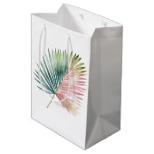 Sac Cadeau Moyen Mariage de feuille verte rose tropicale (Dos Angle)