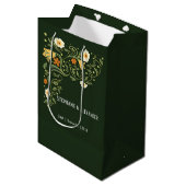 Sac Cadeau Moyen Mariage de fleurs vertes (Devant Angle)