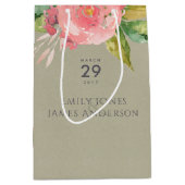 SAC CADEAU MOYEN MARIAGE DE FOLIAGE VERT ROUGE DE COULEUR D'EAU (Devant)