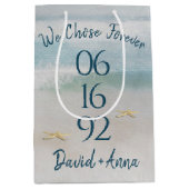 Sac Cadeau Moyen Mariage de l'anniversaire d'Ocean Beach (Devant)