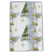 Sac Cadeau Moyen Mariage de Noël blanc Répétition design (Devant)