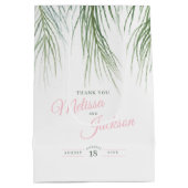 Sac Cadeau Moyen Mariage de palme tropicale grâce vert foncé blanc  (Dos)