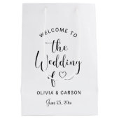 Sac Cadeau Moyen Mariage de script Black Heart moderne Bienvenue (Dos)