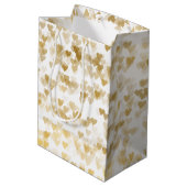 Sac Cadeau Moyen Mariage des Coeurs d'or romantiques (Dos Angle)