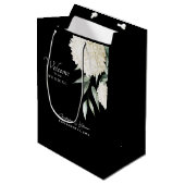 Sac Cadeau Moyen Mariage d'Hydrangea noir et blanc Foliing (Devant Angle)