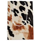 Sac Cadeau Moyen Mariage en cuir de vache marron crème noir (Devant)