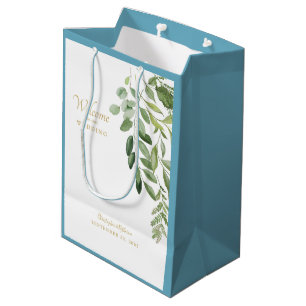 Sac Cadeau Moyen Mariage Favoriser les noms de bienvenue Foliage Bl