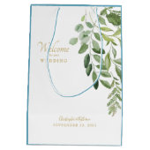 Sac Cadeau Moyen Mariage Favoriser les noms de bienvenue Foliage Bl (Dos)