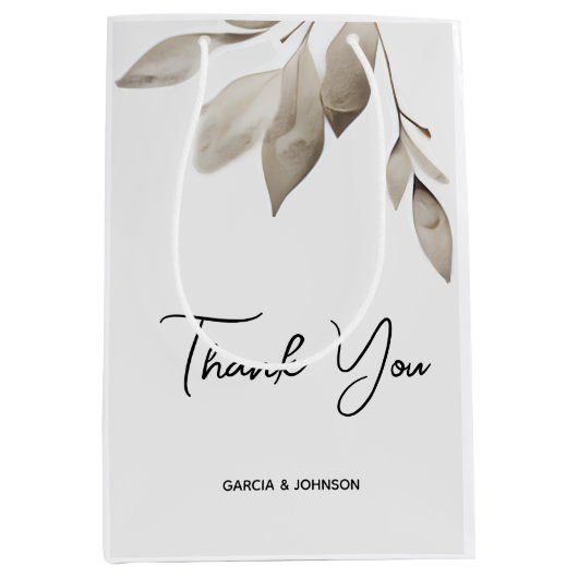 Sac Cadeau Moyen Mariage Feuille d'Eucalyptus botanique (Devant)