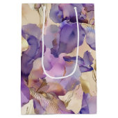 Sac Cadeau Moyen Mariage Fleuris Iris Violet Or Romantique (Dos)