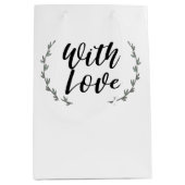 Sac Cadeau Moyen Mariage Floral Branches de Fleurs Rustique Avec Am (Devant)