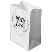 Sac Cadeau Moyen Mariage Floral Branches de Fleurs Rustique Avec Am (Dos Angle)