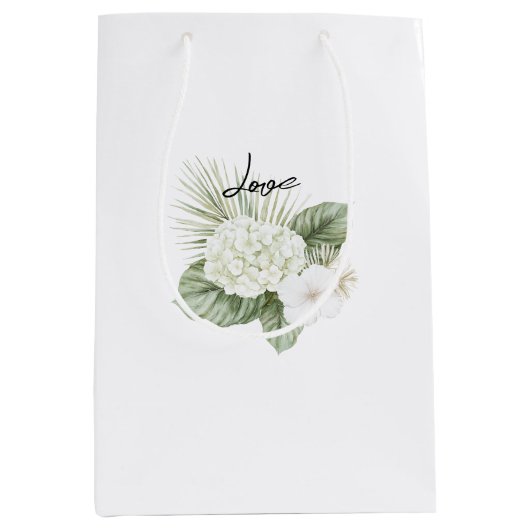 Sac Cadeau Moyen Mariage floral d'hydrangee de plage Tropical Aloha (Devant)