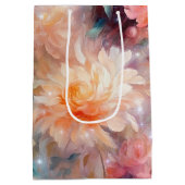 Sac Cadeau Moyen Mariage floral orangé rose (Dos)