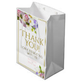 Sac Cadeau Moyen Mariage Floral Pastel Spring Rose & Or (Devant Angle)