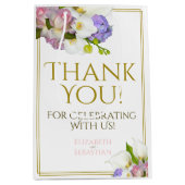 Sac Cadeau Moyen Mariage Floral Pastel Spring Rose & Or (Devant)