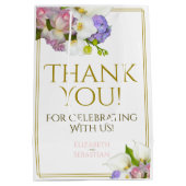 Sac Cadeau Moyen Mariage Floral Pastel Spring Rose & Or (Dos)