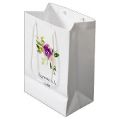 Sac Cadeau Moyen Mariage floral rose de Bourgogne (Devant Angle)