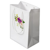 Sac Cadeau Moyen Mariage floral rose de Bourgogne (Dos Angle)