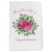 Sac Cadeau Moyen Mariage floral rose vif (Devant)