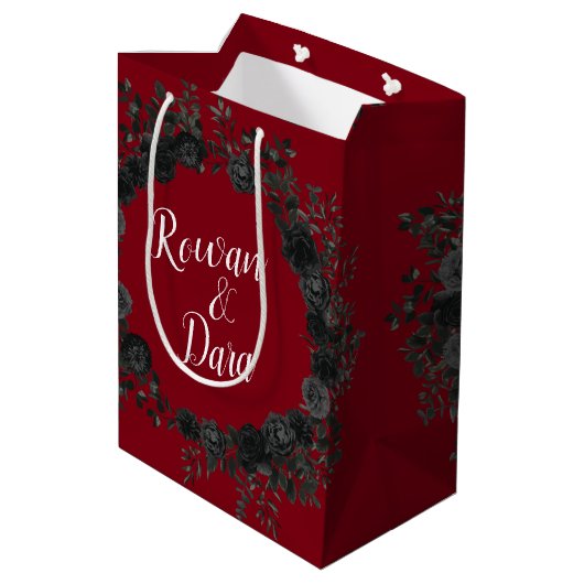Sac Cadeau Moyen Mariage gothique Rose noir rouge (Dos Angle)
