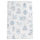 Sac Cadeau Moyen Mariage illustré à main lunaire dessiné bleu (Dos)